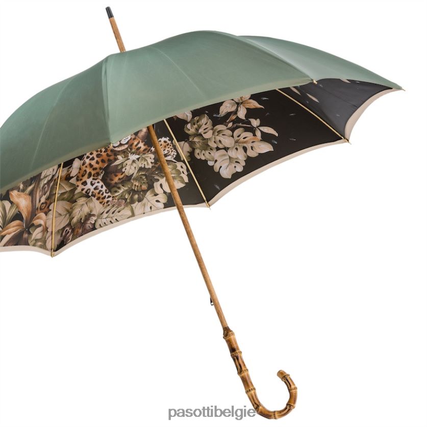 paraplu | 397 991 b - luipaardparaplu met prachtige binnenkant en bamboe handvat, dubbeldoek PASOTTI VFHH4H403