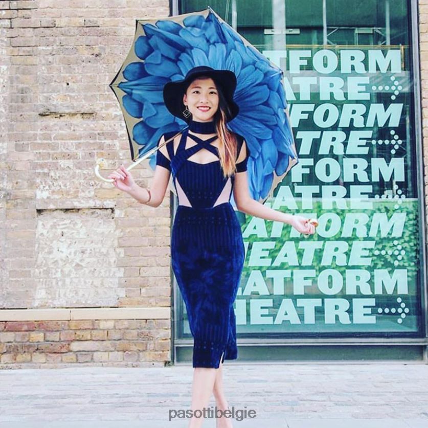 paraplu | 189 21065-13 p17 - luxe blauwe dahliaparaplu, dubbeldoek PASOTTI VFHH4H337