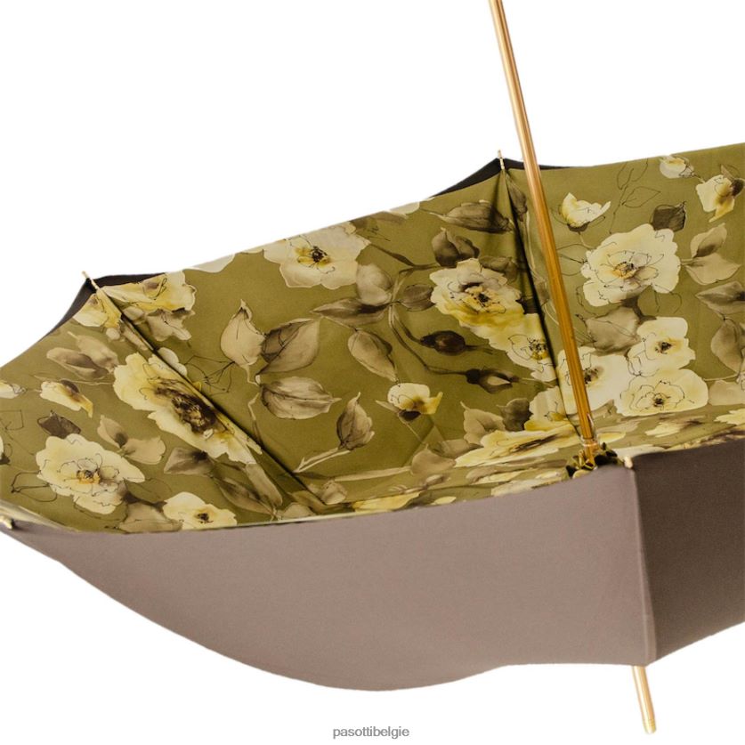 paraplu | 189 55975-22 p34 - kaki paraplu met bloemen en glitters PASOTTI VFHH4H346