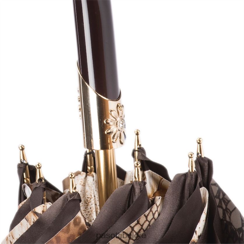 paraplu | 189 58303-16 f38 - bruin gebloemde paraplu, dubbeldoek PASOTTI VFHH4H379