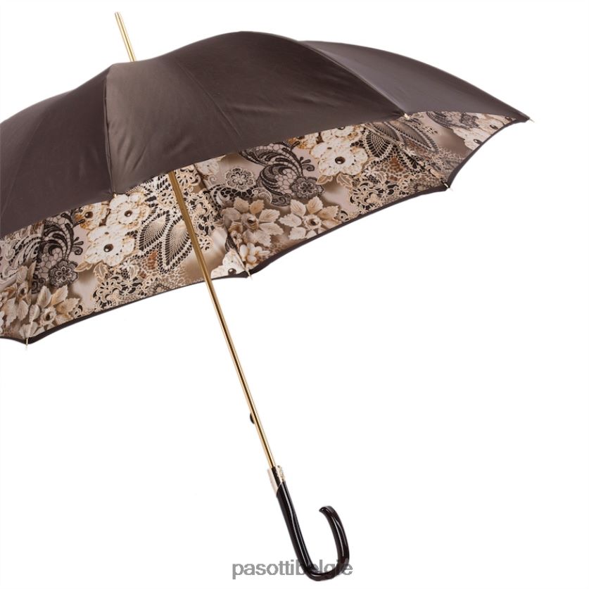 paraplu | 189 58303-16 f38 - bruin gebloemde paraplu, dubbeldoek PASOTTI VFHH4H379