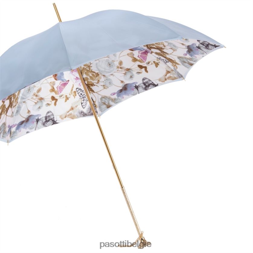 paraplu | 189 58979-4 p16 - lichtblauwe natuurparaplu met vlinders PASOTTI VFHH4H354
