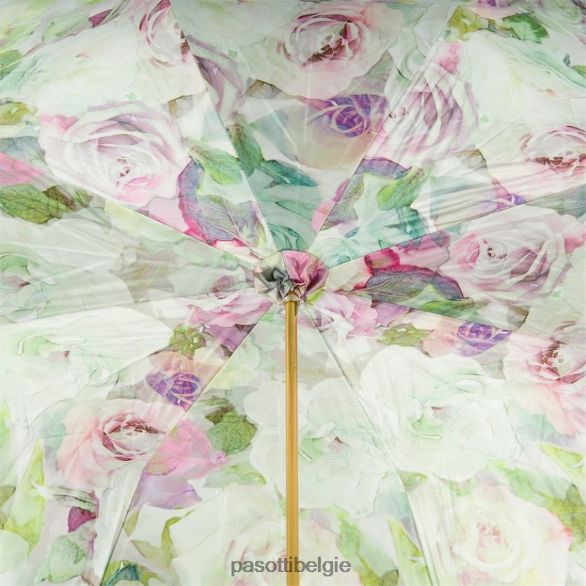 paraplu | 189 5d934-1 p5 - groene en roze rozenparaplu, dubbeldoek PASOTTI VFHH4H389