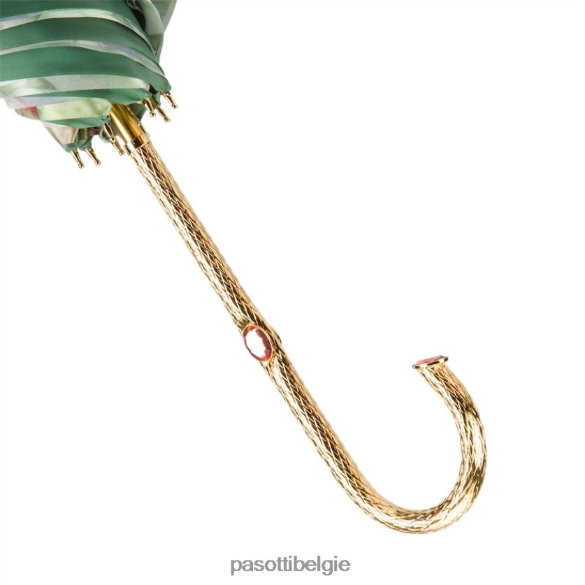 paraplu | 189 5d934-1 p5 - groene en roze rozenparaplu, dubbeldoek PASOTTI VFHH4H389