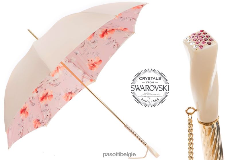 paraplu | 189 5f211-8 s7 - ivoorkleurige en roze gebloemde paraplu PASOTTI VFHH4H339