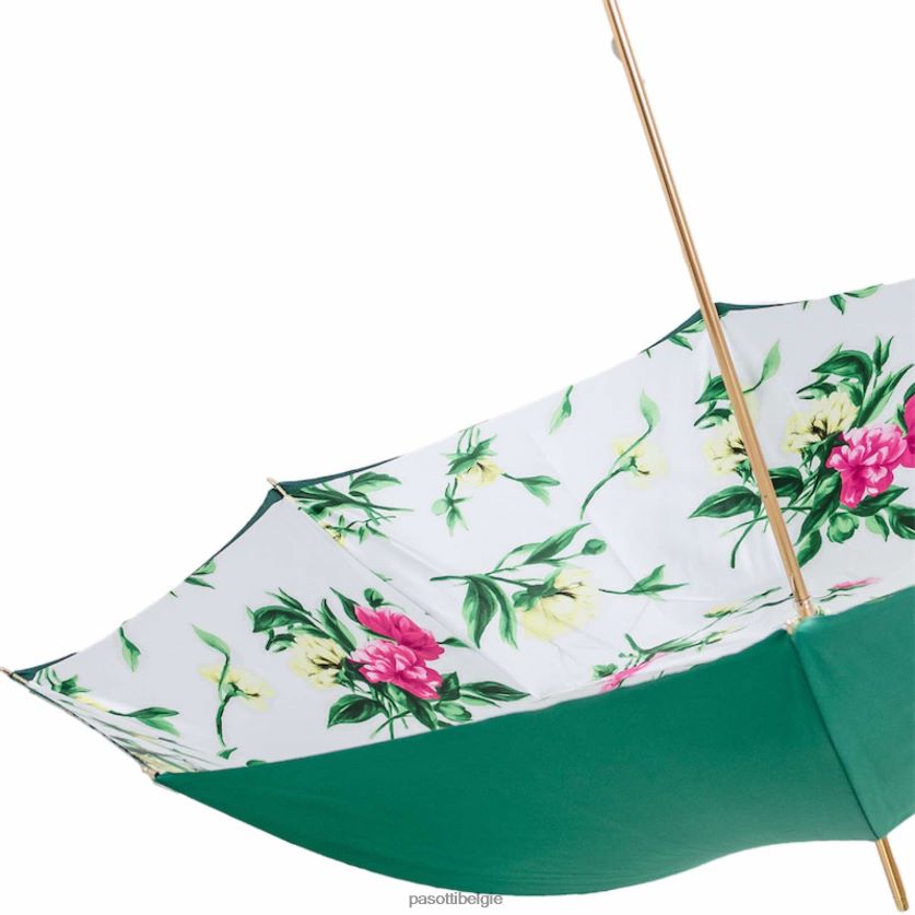 paraplu | 189 5g763-5 p5 - smaragdgroene paraplu met bloemen PASOTTI VFHH4H325