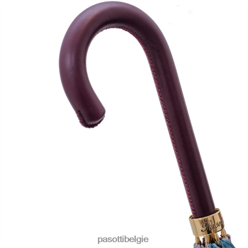 paraplu | 20 9a436-6 p - gebloemde paraplu met bordeaux lederen handvat PASOTTI VFHH4H330