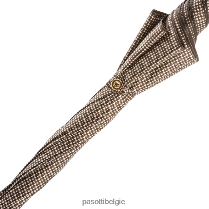 paraplu | 16 1408-19 h19 - pied de poule paraplu met leren handvat met studs PASOTTI VFHH4H473