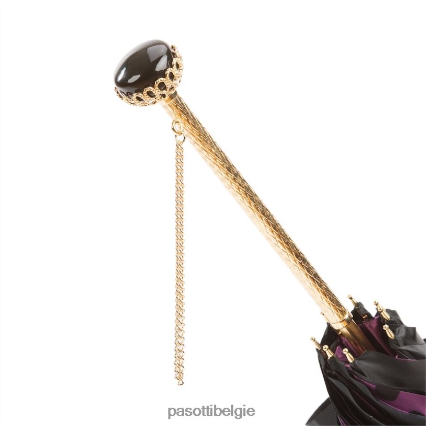 paraplu | 189 55874-160 t9 - zwarte paraplu met paarse stippen binnenkant, dubbele stof PASOTTI VFHH4H466