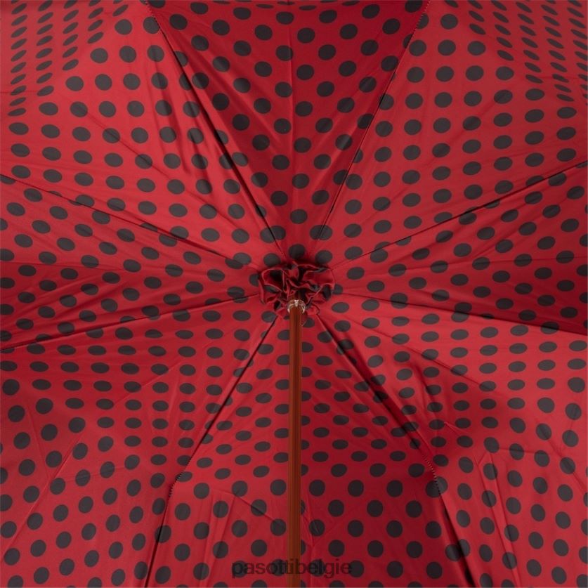 paraplu | 189 55874-163 a - zwart-rode paraplu met stippen, dubbeldoek PASOTTI VFHH4H472