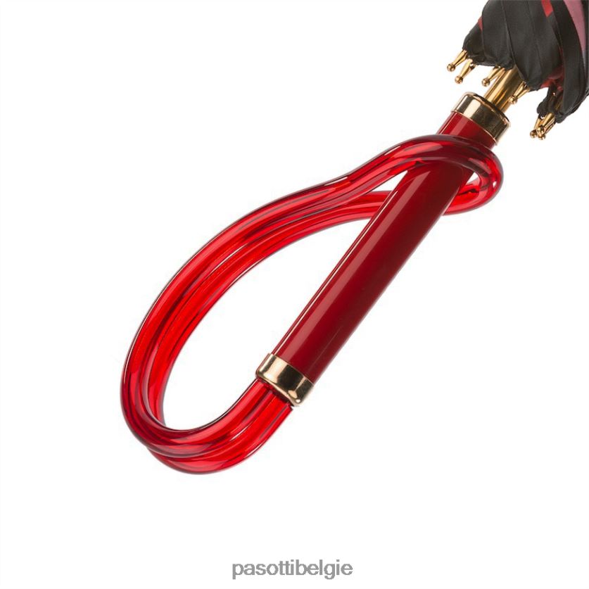 paraplu | 189 55874-163 a - zwart-rode paraplu met stippen, dubbeldoek PASOTTI VFHH4H472