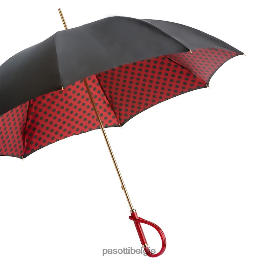 paraplu | 189 55874-163 a - zwart-rode paraplu met stippen, dubbeldoek PASOTTI VFHH4H472