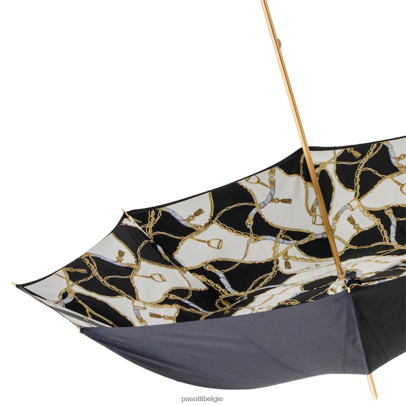 paraplu | 189 5g313-39 h19 - zwarte paraplu met hoofdstelprint, dubbeldoek PASOTTI VFHH4H449