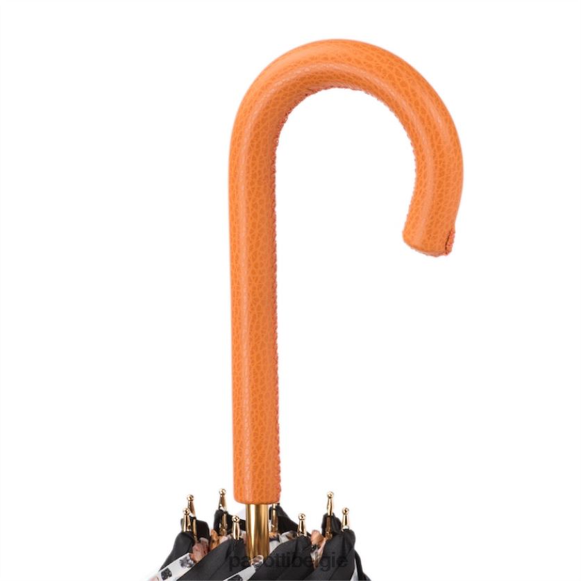 paraplu | 189 5x790-10 p - vlinderparaplu met oranje leren handvat PASOTTI VFHH4H470