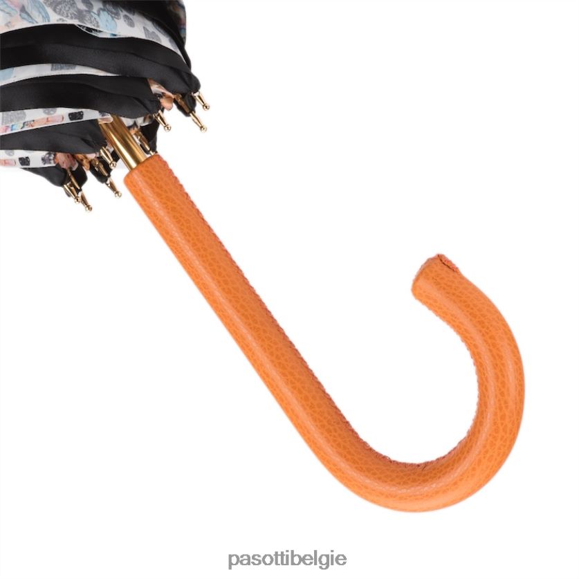 paraplu | 189 5x790-10 p - vlinderparaplu met oranje leren handvat PASOTTI VFHH4H470