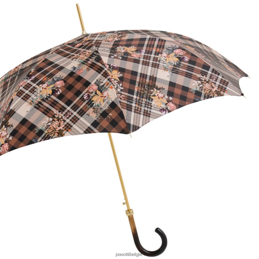 paraplu | 20 5y743-5 n62 - tartan paraplu met bloemen PASOTTI VFHH4H445