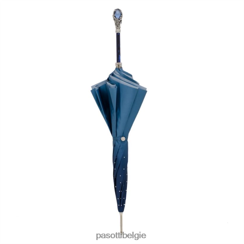 paraplu | 185n 21284-17 w68pb - blauwe swarovski paraplu, dubbeldoek PASOTTI VFHH4H527