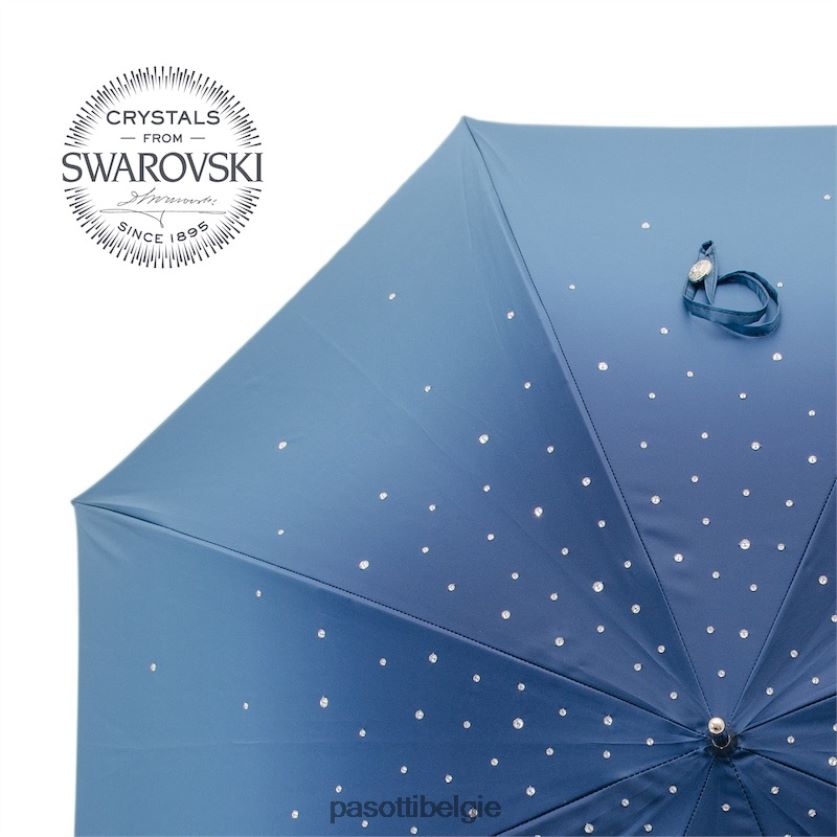 paraplu | 185n 21284-17 w68pb - blauwe swarovski paraplu, dubbeldoek PASOTTI VFHH4H527