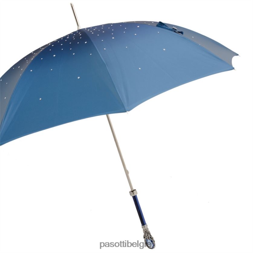 paraplu | 185n 21284-17 w68pb - blauwe swarovski paraplu, dubbeldoek PASOTTI VFHH4H527