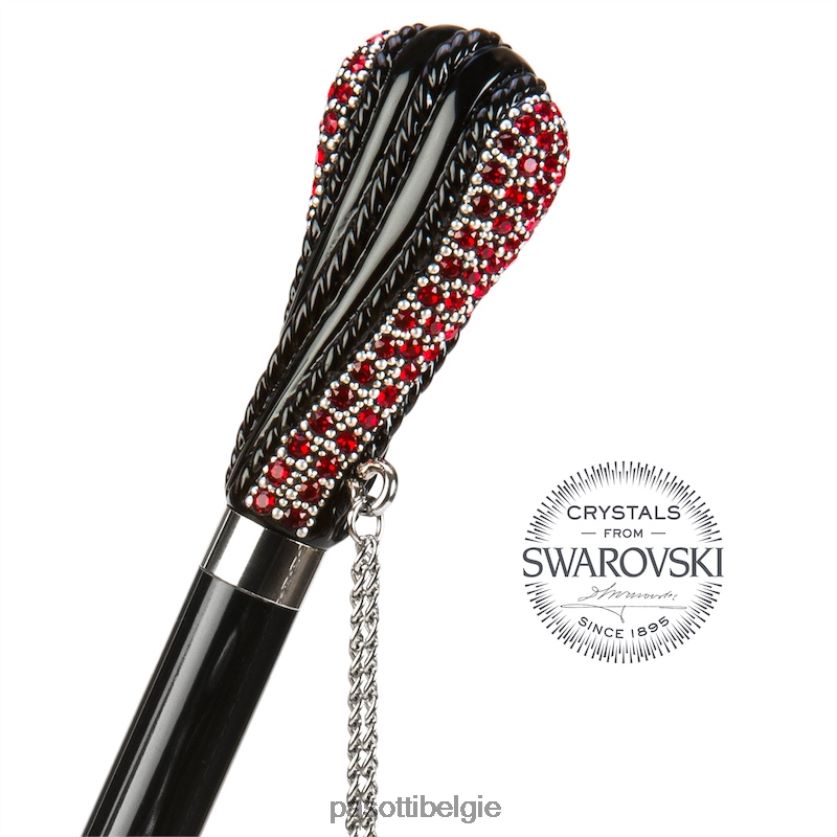 paraplu | 185n plat-26 plat-34 s8 - zwarte swarovski paraplu met rood interieur, dubbeldoek PASOTTI VFHH4H547