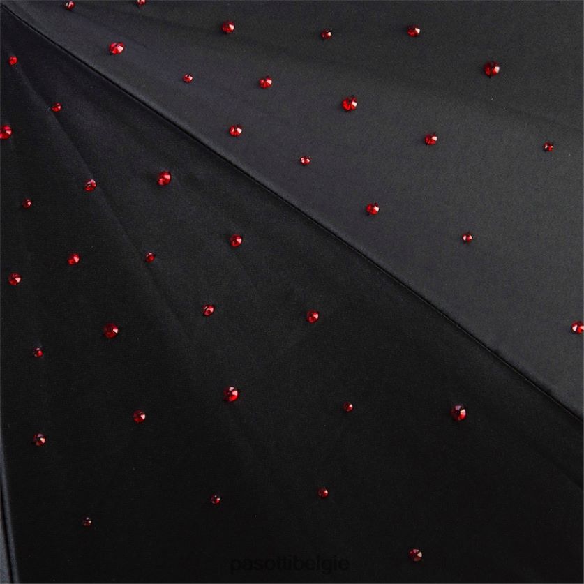 paraplu | 185n plat-26 plat-34 s8 - zwarte swarovski paraplu met rood interieur, dubbeldoek PASOTTI VFHH4H547