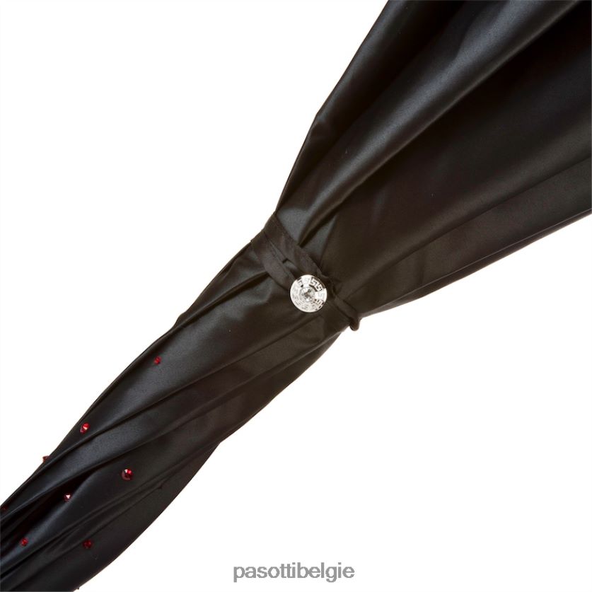 paraplu | 185n plat-26 plat-34 s8 - zwarte swarovski paraplu met rood interieur, dubbeldoek PASOTTI VFHH4H547