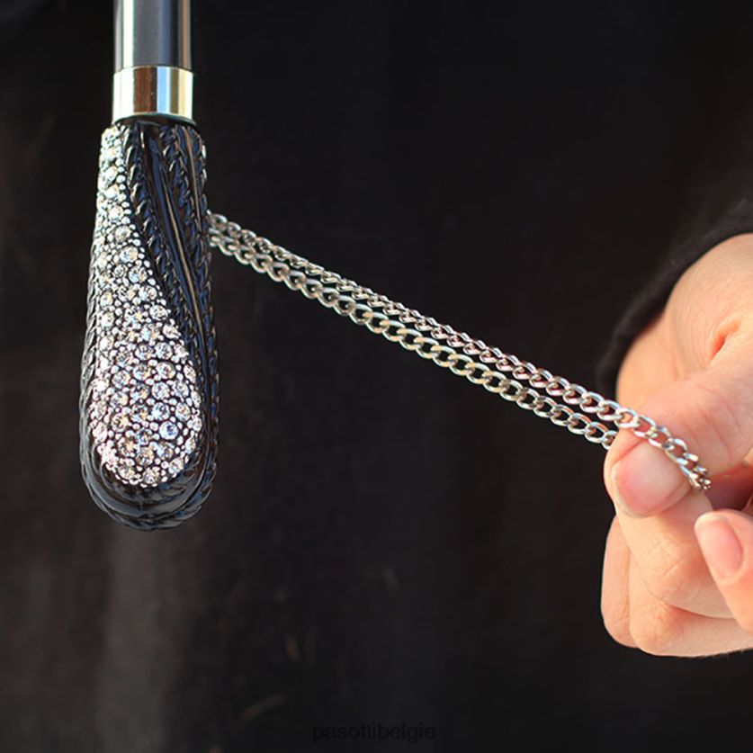 paraplu | 185n plat-34 s8 - zwarte swarovski paraplu, dubbel doek PASOTTI VFHH4H518