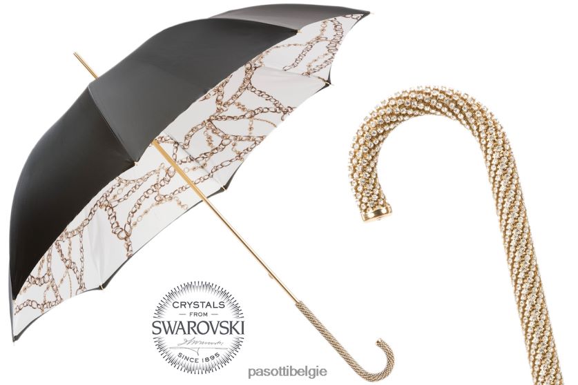 paraplu | 189 58002-9 d35 - zwarte paraplu met kettingen bedrukte binnenkant PASOTTI VFHH4H502