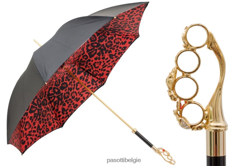 paraplu | 189 5a488-91 w84 - boksbeugelparaplu met rode dierenprint PASOTTI VFHH4H504