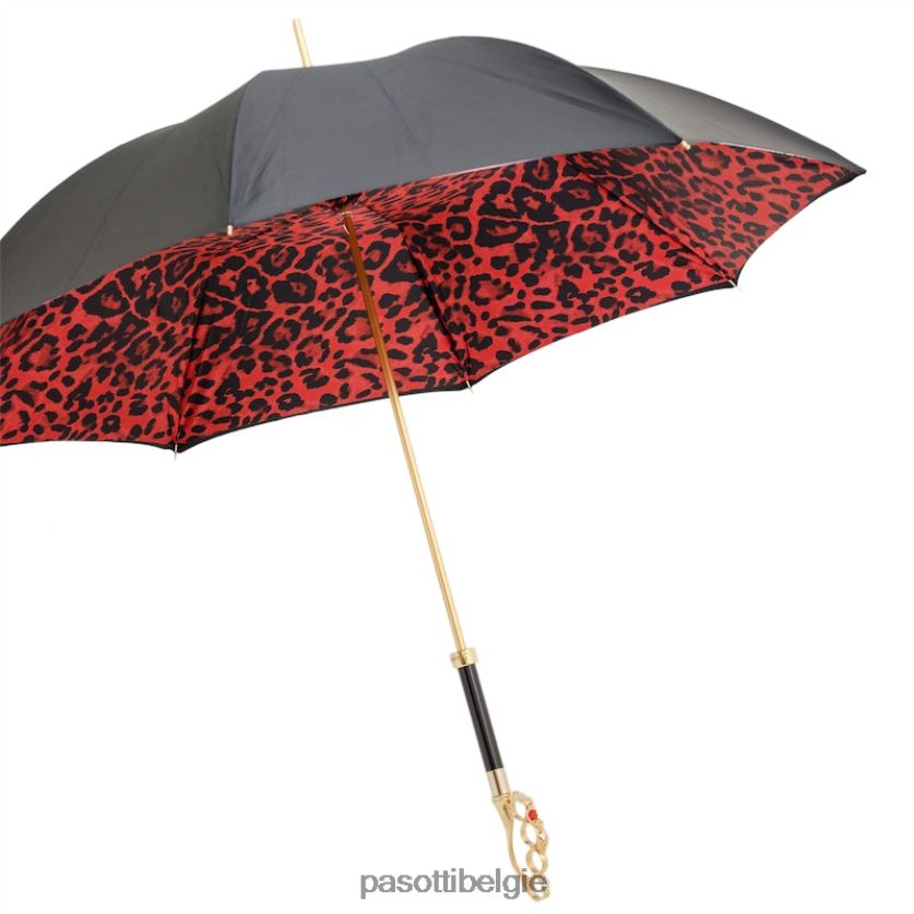 paraplu | 189 5a488-91 w84 - boksbeugelparaplu met rode dierenprint PASOTTI VFHH4H504