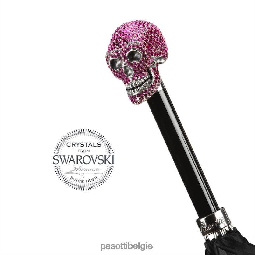 paraplu | 189n 50884-2 w333fu - fuchsia rozen swarovski schedelparaplu PASOTTI VFHH4H551