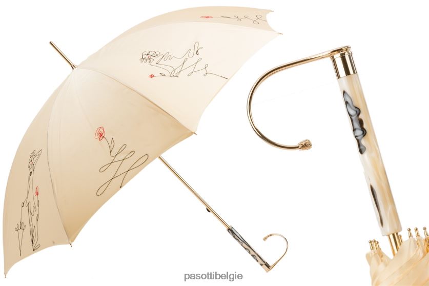 paraplu | 222 plat-300 t8 - ivoorkleurige schetsparaplu, dubbeldoek PASOTTI VFHH4H534