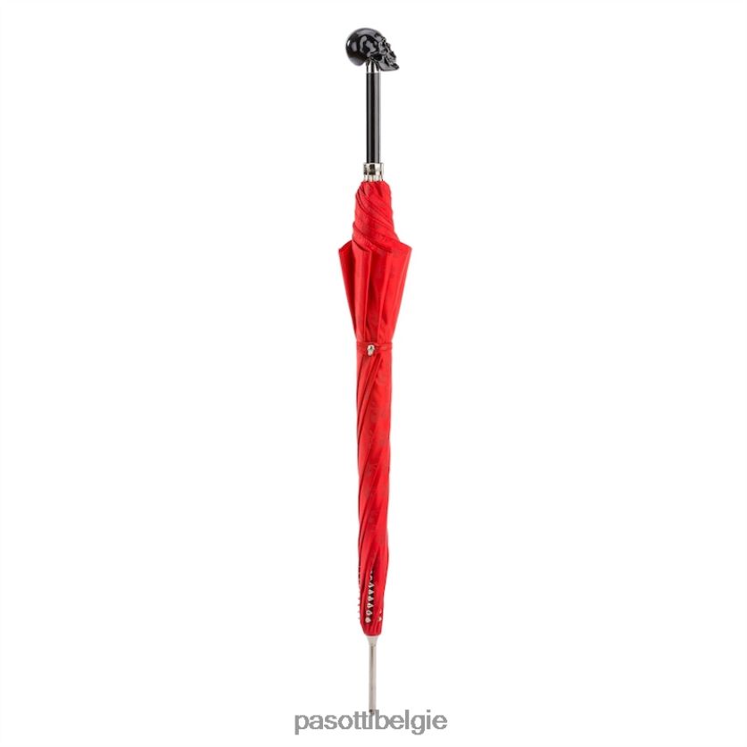 paraplu | 416nt prt w33ne - rode paraplu met studs en zwart schedelhandvat PASOTTI VFHH4H530