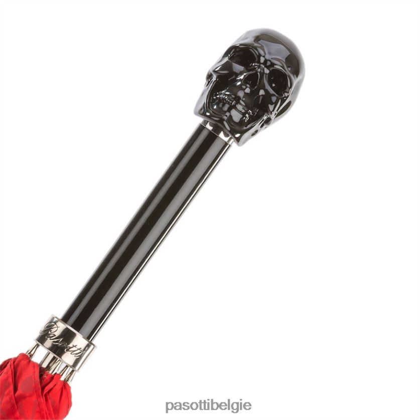 paraplu | 416nt prt w33ne - rode paraplu met studs en zwart schedelhandvat PASOTTI VFHH4H530