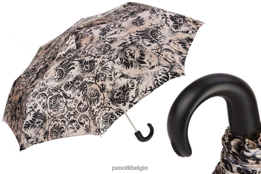 paraplu | 257 50998-44 p - zwart en beige opvouwbare paraplu PASOTTI VFHH4H597