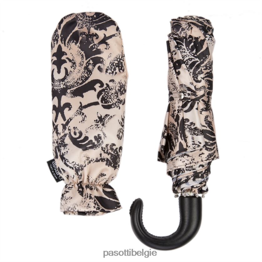 paraplu | 257 50998-44 p - zwart en beige opvouwbare paraplu PASOTTI VFHH4H597