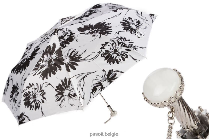 paraplu | 257 56799-1 a29 - zwart-wit gebloemde paraplu PASOTTI VFHH4H588