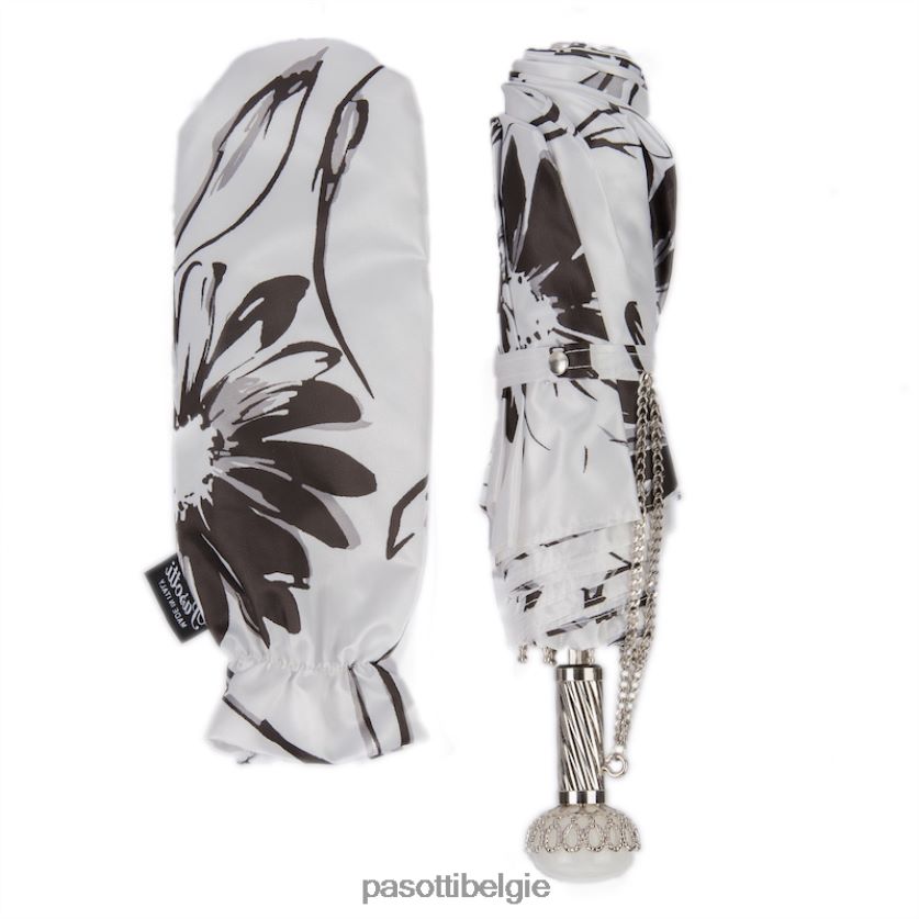 paraplu | 257 56799-1 a29 - zwart-wit gebloemde paraplu PASOTTI VFHH4H588