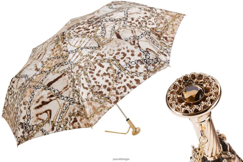 paraplu | 257 58002-6 p12 - opvouwbare paraplu met luipaardprint en kettingen PASOTTI VFHH4H587
