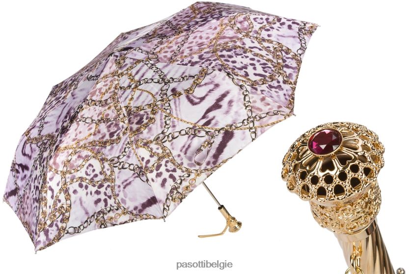paraplu | 257 58002-7 p14 - Opvouwbare paraplu met dierenprint en kettingprint PASOTTI VFHH4H618