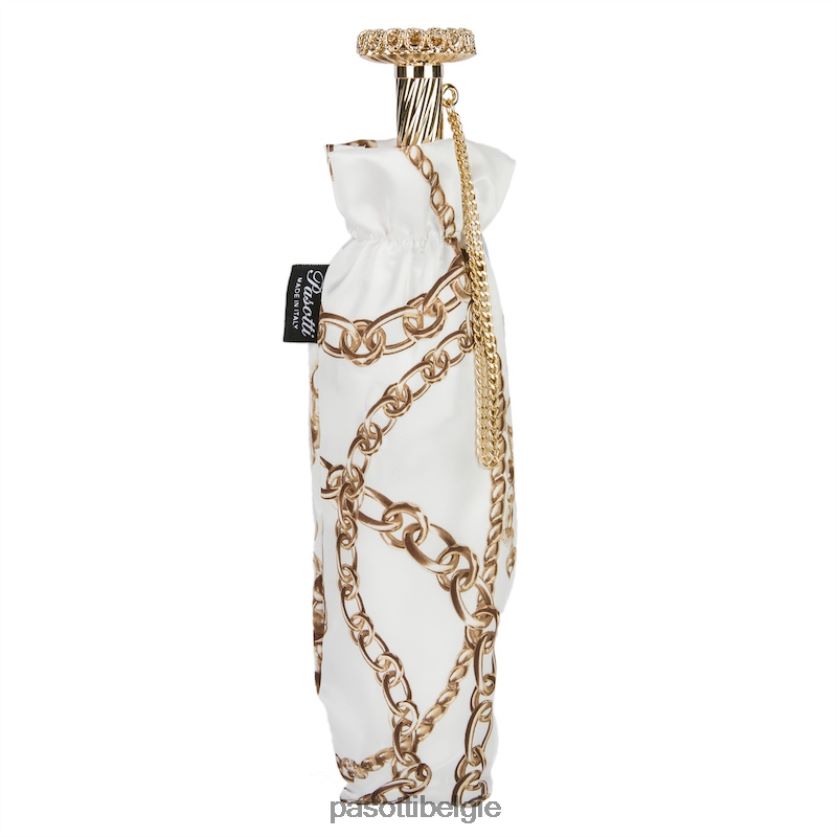 paraplu | 257 58002-9 s15 - witte opvouwbare paraplu met kettingprint PASOTTI VFHH4H616