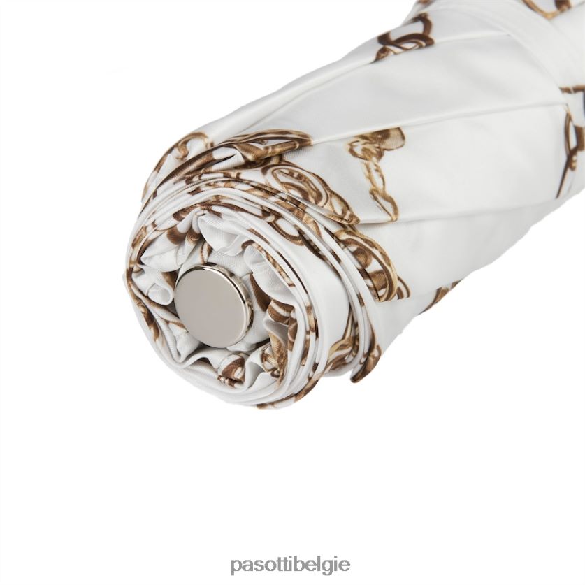 paraplu | 257 58002-9 s15 - witte opvouwbare paraplu met kettingprint PASOTTI VFHH4H616