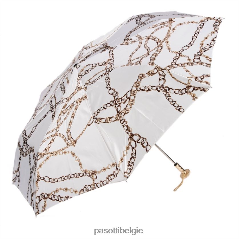 paraplu | 257 58002-9 s15 - witte opvouwbare paraplu met kettingprint PASOTTI VFHH4H616